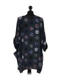 Italian Multicolor Polka Dot Cotton Top-Charcoal back