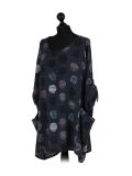Italian Multicolor Polka Dot Cotton Top-Charcoal side