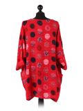 Italian Multicolor Polka Dot Cotton Top-Crimson Back