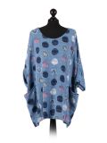 Italian Multicolor Polka Dot Cotton Top-Denim