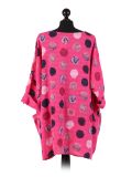 Italian Multicolor Polka Dot Cotton Top-Fuschia Back
