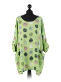 Italian Multicolor Polka Dot Cotton Top-Green