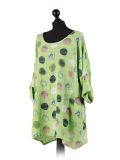Italian Multicolor Polka Dot Cotton Top-Green Side
