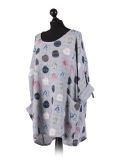 Italian Multicolor Polka Dot Cotton Top-Grey Side