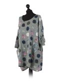 Italian Multicolor Polka Dot Cotton Top-Khaki Side
