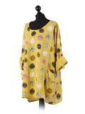 Italian Multicolor Polka Dot Cotton Top-Mustard Side