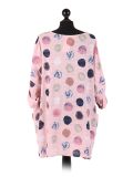 Italian Multicolor Polka Dot Cotton Top-Pink Back