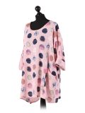 Italian Multicolor Polka Dot Cotton Top-Pink Side