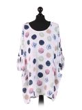 Italian Multicolor Polka Dot Cotton Top-White