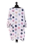 Italian Multicolor Polka Dot Cotton Top-White Back