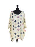 Italian Multicolor Polka Dot Cotton Top-Yellow