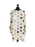Italian Multicolor Polka Dot Cotton Top-Yellow back