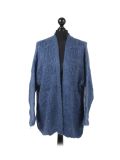 Italian Open Front Woolen Knitted Lagenlook Cardigan-Denim