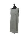 Italian Plain Back Button Sleeveless Linen Lagenlook Dress -Khaki side