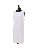 Italian Plain Back Button Sleeveless Linen Lagenlook Dress -Light grey side