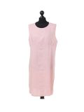 Italian Plain Back Button Sleeveless Linen Lagenlook Dress -Pink