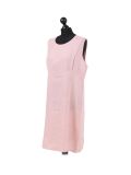 Italian Plain Back Button Sleeveless Linen Lagenlook Dress -Pink side