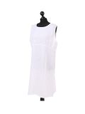 Italian Plain Back Button Sleeveless Linen Lagenlook Dress -White side
