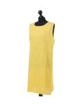 Italian Plain Back Button Sleeveless Linen Lagenlook Dress -Yellow side