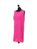 Italian Plain Back Button Sleeveless Linen Lagenlook Dress -Fuchsia side