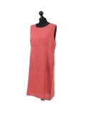Italian Plain Back Button Sleeveless Linen Lagenlook Dress -Wine side