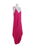 Italian Plain Cami Strappy Side Pocket Lagenlook Jumpsuit-Fuchsia