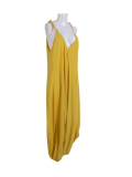 Italian Plain Cami Strappy Side Pocket Lagenlook Jumpsuit-Mustard
