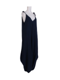 Italian Plain Cami Strappy Side Pocket Lagenlook Jumpsuit-navy