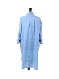 Italian Plain Front Buttons & Pockets Linen Lagenlook Top-Light denim back