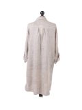 Italian Plain Front Buttons & Pockets Linen Lagenlook Top-Mocha back