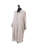 Italian Plain Front Buttons & Pockets Linen Lagenlook Top-Mocha side