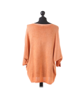 Italian Plain Frontside Glittery Star Batwing Knitted Lagenlook Top-Rust back