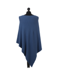 Italian Plain Knitted Lagenlook Poncho-Denim back