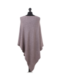 Italian Plain Knitted Lagenlook Poncho-Mocha back