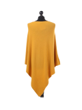 Italian Plain Knitted Lagenlook Poncho-Mustard back
