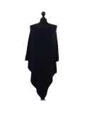 Italian Plain Knitted Lagenlook Poncho-Navy