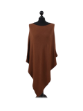 Italian Plain Knitted Lagenlook Poncho-Rust