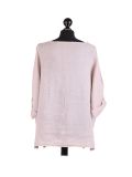 Italian Plain Plus Size Linen Crop Lagenlook Top-Beige back