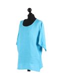 Italian Plain Plus Size Linen Crop Lagenlook Top-Turquoise side