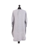 Italian Plain Round Hem Pocketed Linen Lagenlook Top-Silver back