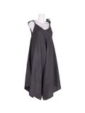 Italian V- Neck Plain Linen Lagenlook Jumpsuit-Charcoal