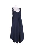 Italian V- Neck Plain Linen Lagenlook Jumpsuit-Navy