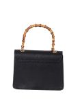Italian Plain Suedette Leather Hand Bag-Black back
