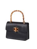 Italian Plain Suedette Leather Hand Bag-Black side