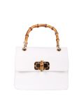 Italian Plain Suedette Leather Hand Bag-White