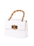 Italian Plain Suedette Leather Hand Bag-White side