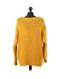 Italian Plain V-Neck Woolen Knitted Lagenlook Jumper-Mustard back