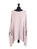 Italian Ribbed Trim Lagenlook Poncho-Light mocha