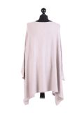 Italian Ribbed Trim Lagenlook Poncho-Light mocha back