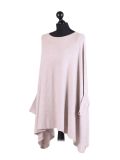 Italian Ribbed Trim Lagenlook Poncho-Light mocha side